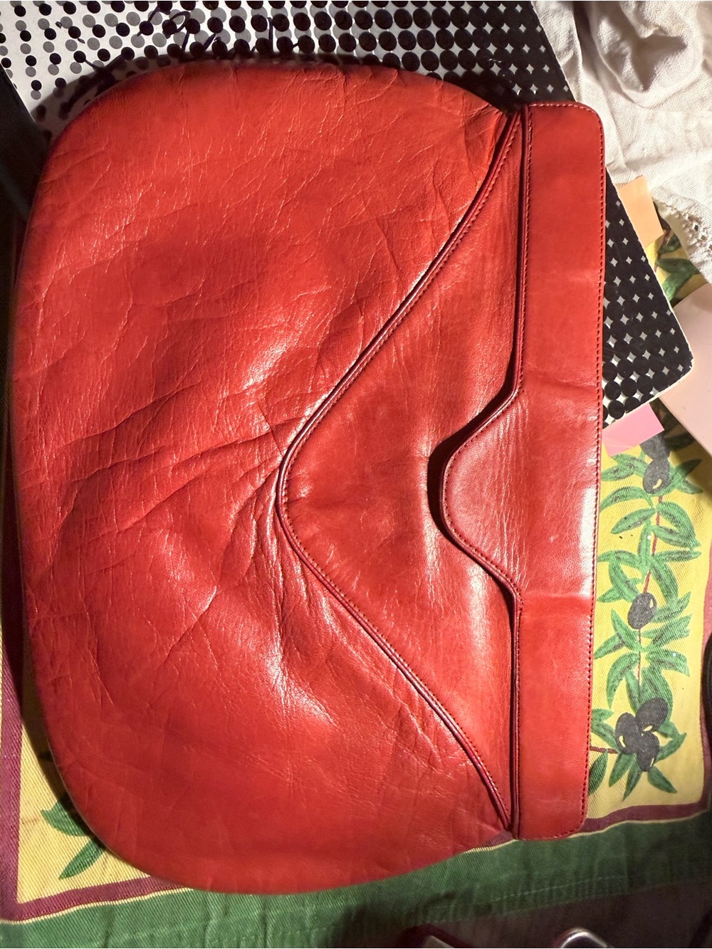 Charles Jourdan Red Leather Clutch
